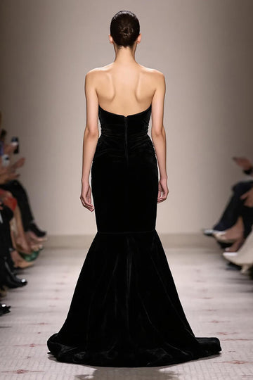 Black Mermaid Velvet Sweetheart Long Formal Dress